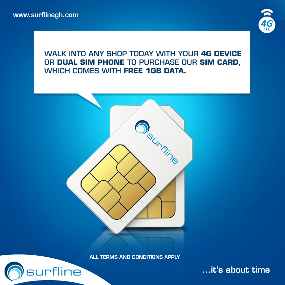 Surfline Sim Cards Now Available to Purchase for any Phone on 4G in Ghana