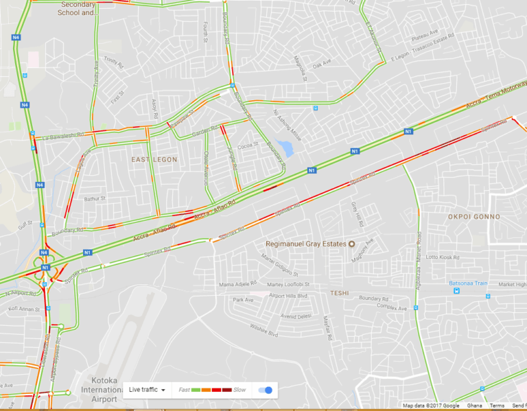 Finally! Google Maps Now Shows Live Traffic for Ghana