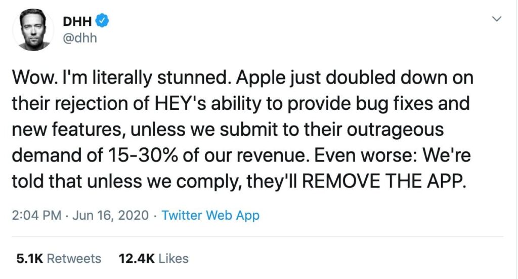 Hey vs. Apple